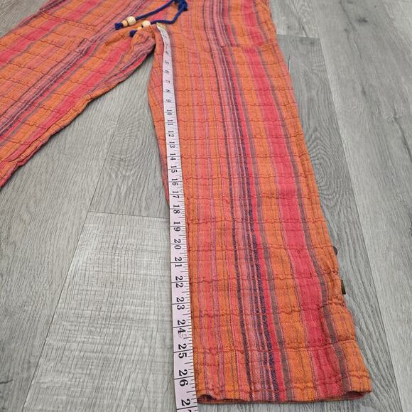 Sundance Artisan Striped Cotton Pants M Boho Drawstring Wide Leg Resort Cruise - Picture 6 of 10